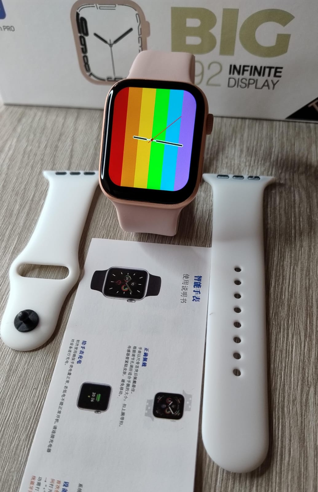 Reloj Inteligente T500 Plus con 2 Pulsos+ Audifonos Bluetooth I12 Rosa